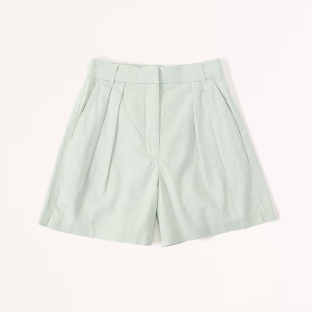Abercrombie Ultra High Rise Linen Blend Tailored Shorts